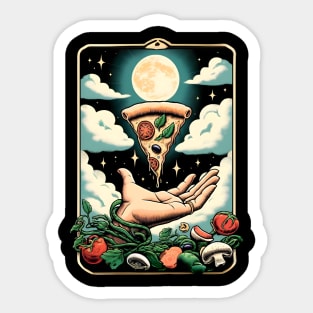 hand presenting a pizza tarot card 2024 Sticker